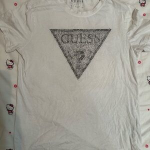 Guess White Graphic Print Tee Shirt